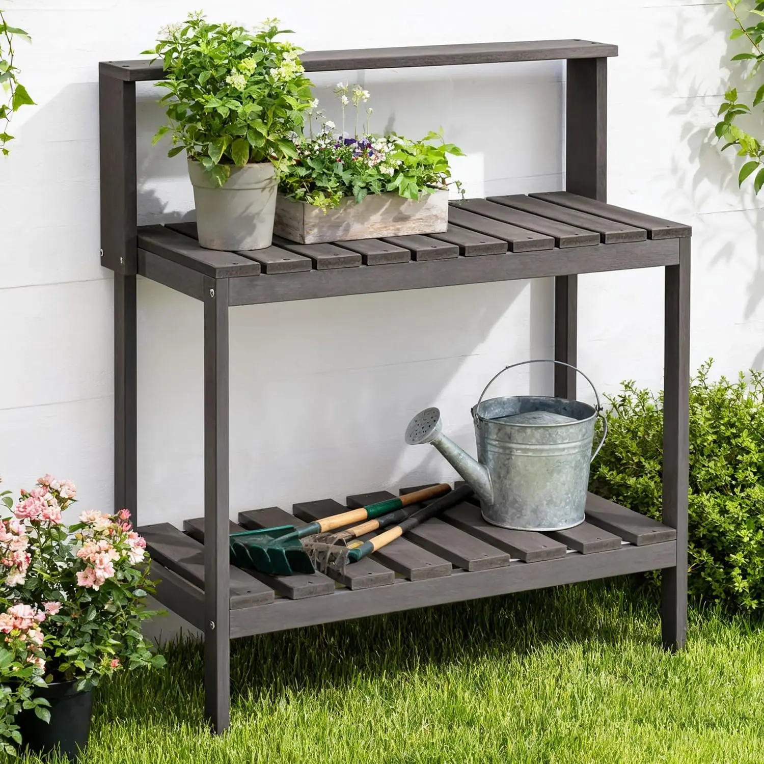 Leatherwork Bench - Zewnętrzny stół do przesadzania roślin, stół