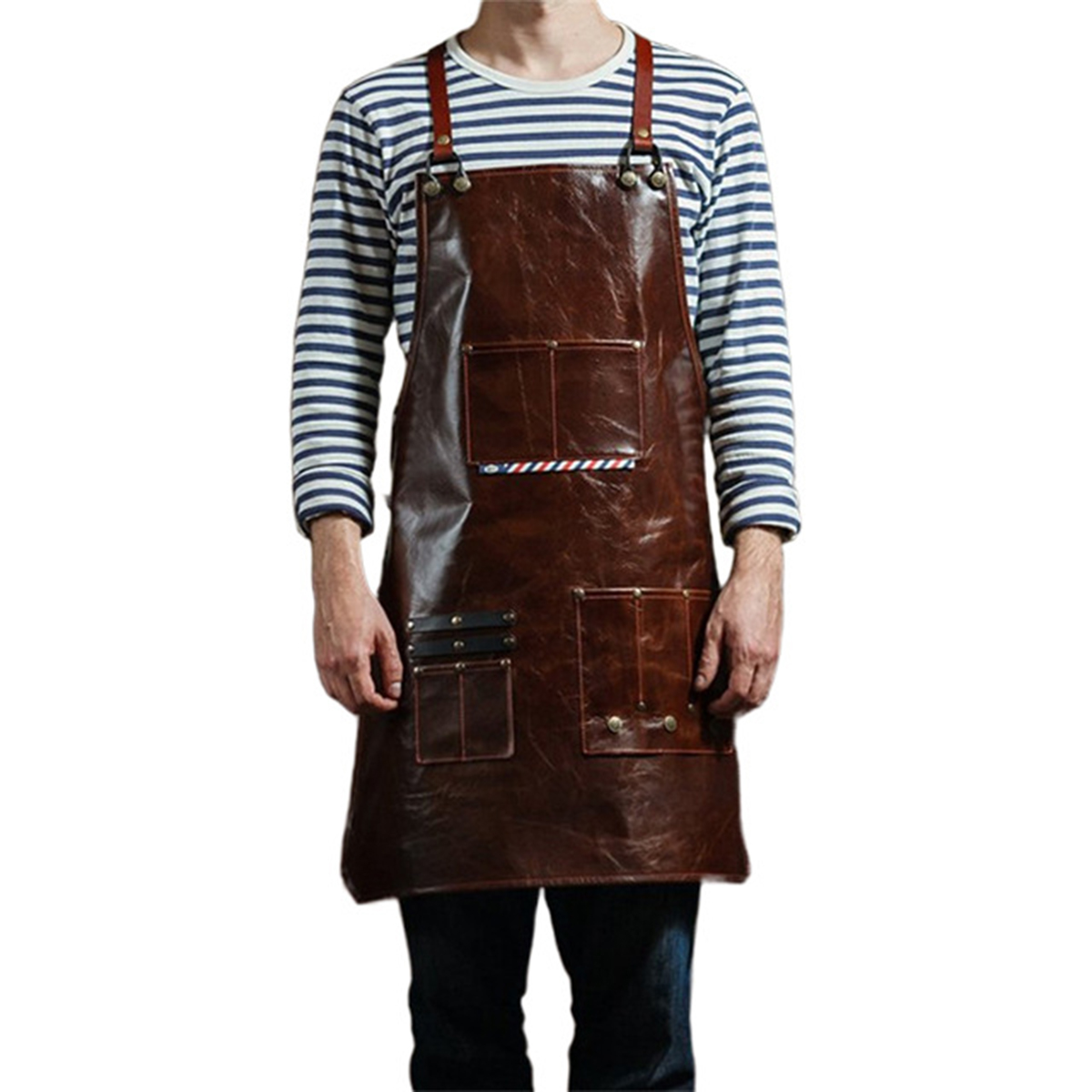 Leatherwork Apron - Męski skórzany fartuch roboczy z wieloma