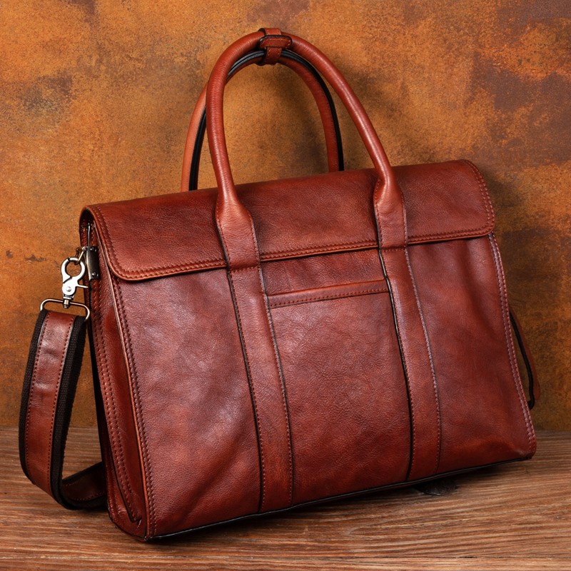 Leather Work Handbag - Torebka ze skóry garbowanej roślinnie, męska