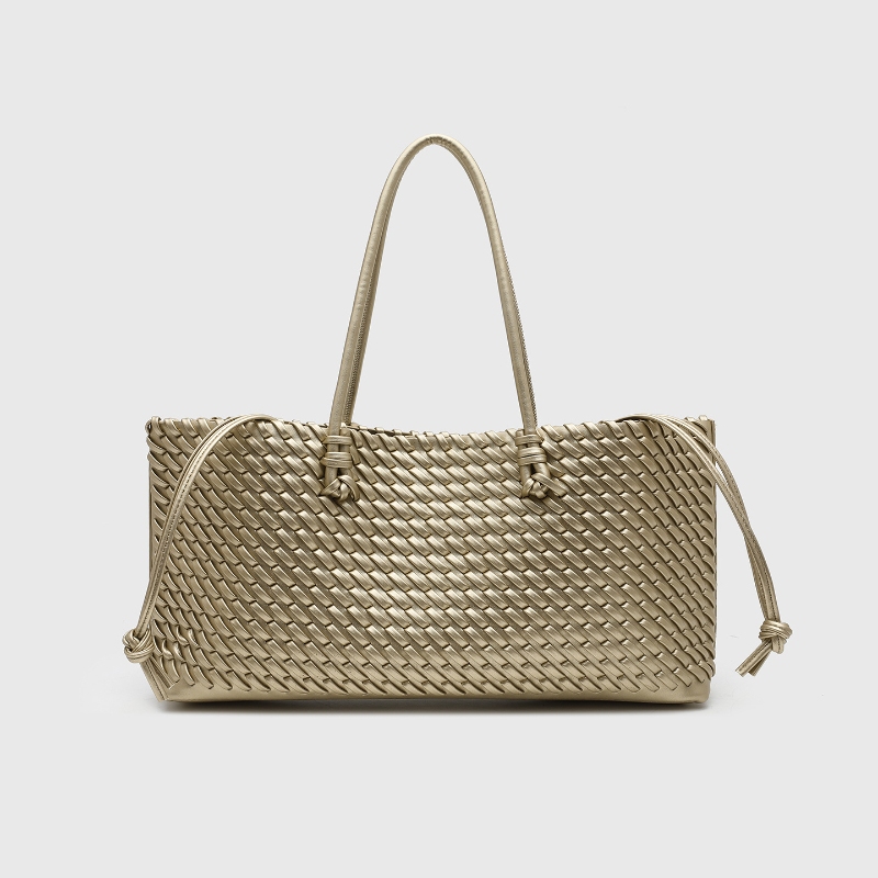 Leather Work Handbags - Luksusowa torba shopper z plecionej skóry