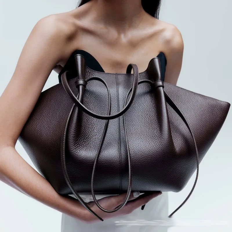 Leather Work Handbag - Damska skórzana torba na ramię, torebka