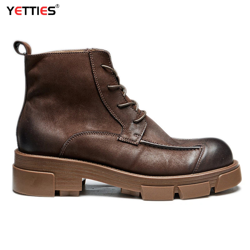 Leather Work Boots - Męskie buty wojskowe w stylu brytyjskim,