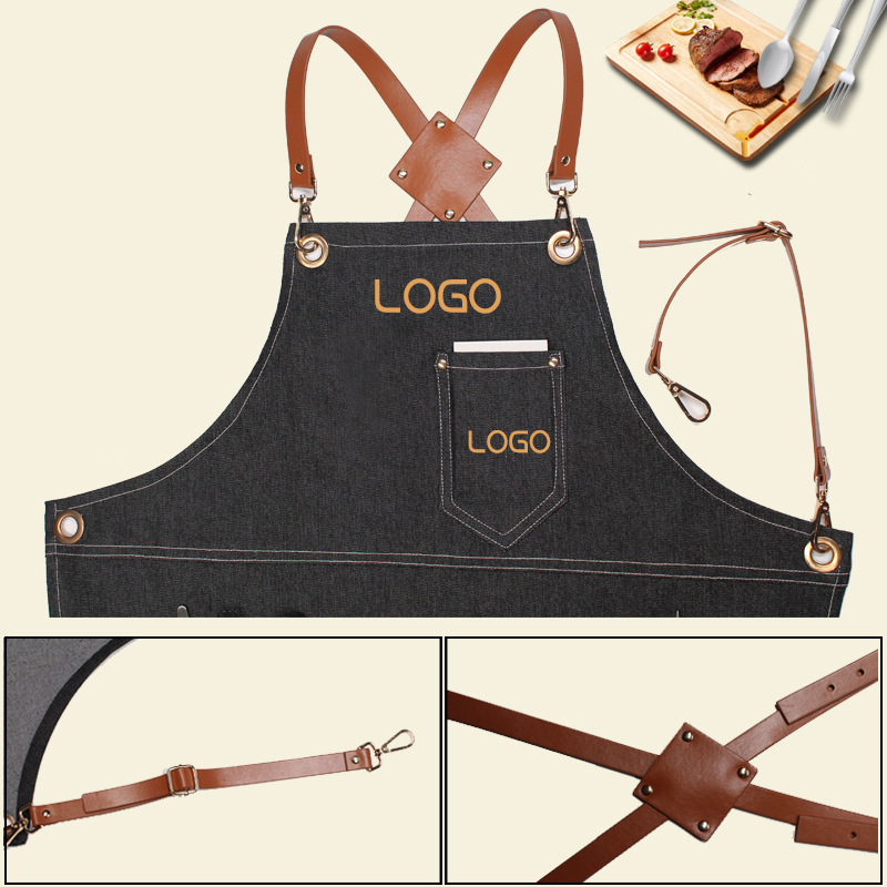 Leatherwork Apron - Fartuch roboczy z denimu z paskami