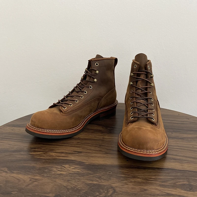 Męskie botki w stylu vintage,  – Leather Work Boots recenzja i cena