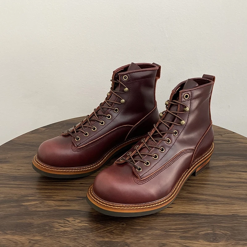 Męskie botki w stylu vintage,  – Leather Work Boots recenzja i cena