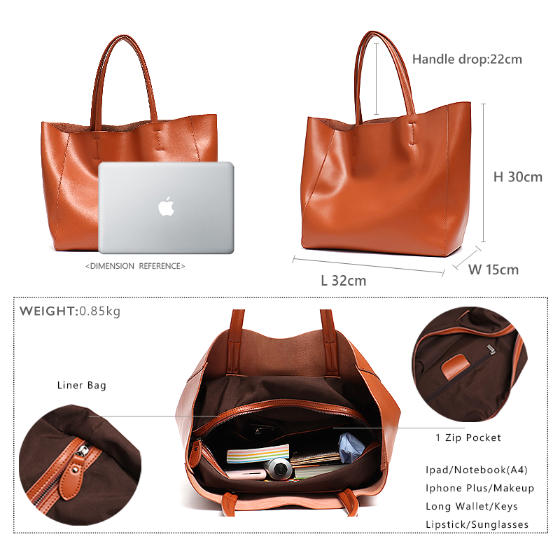 Minimalistyczna duża torba na  – Leather Work Handbag recenzja i cena