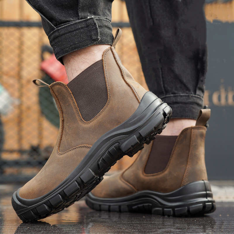 Męskie buty robocze z metalowy – Leather Work Boots recenzja i cena