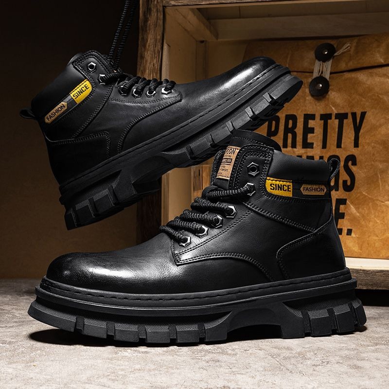 Męskie botki na platformie w s – Leather Work Boots recenzja i cena