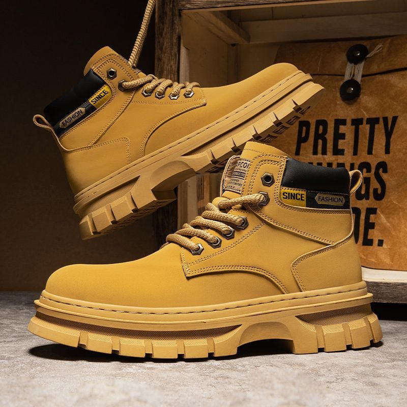 Męskie botki na platformie w s – Leather Work Boots recenzja i cena