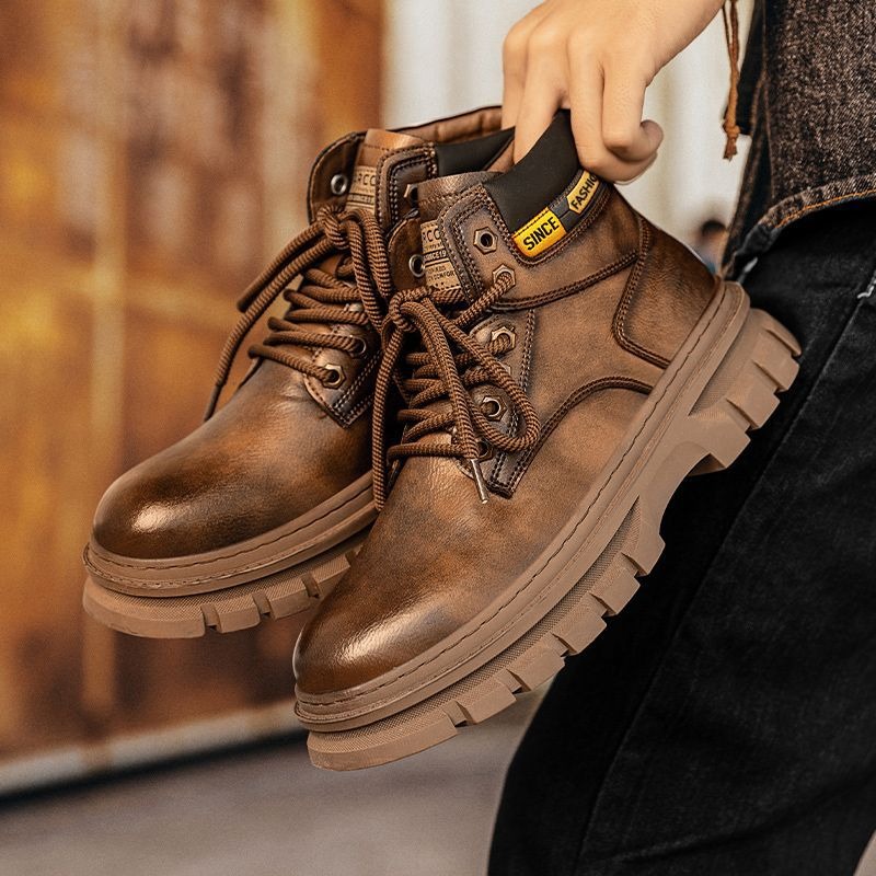 Męskie botki na platformie w s – Leather Work Boots recenzja i cena