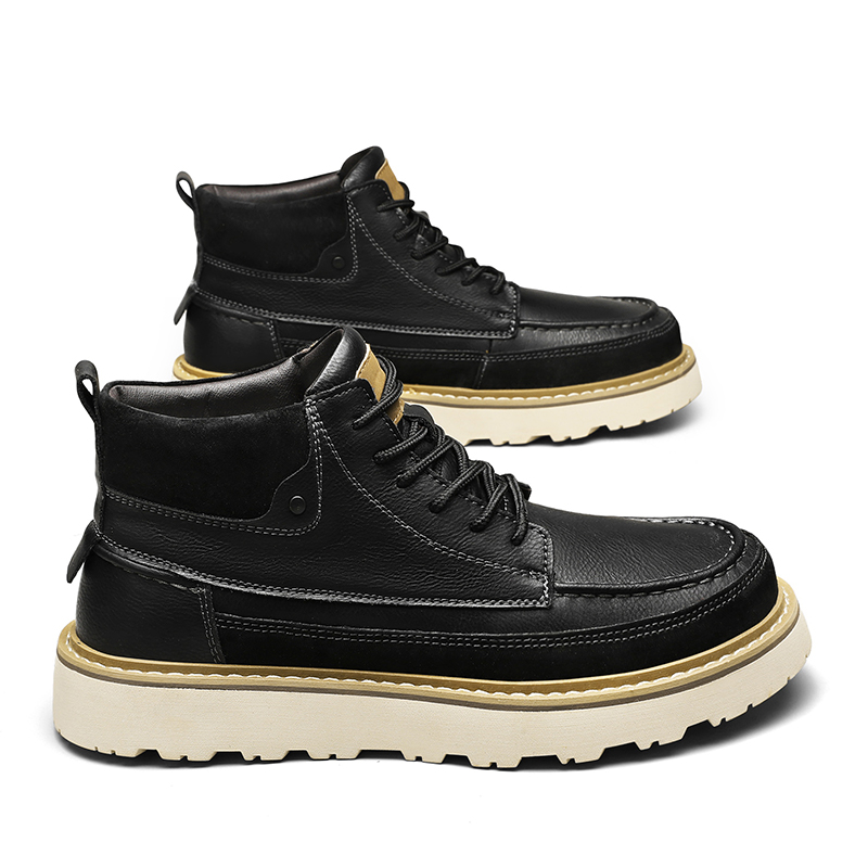 Męskie brązowe ocieplane polar – Leather Work Boots recenzja i cena